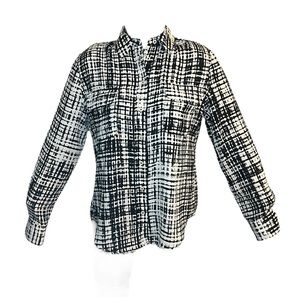 NWOT Investment Petites Black and White Blouse Size PS